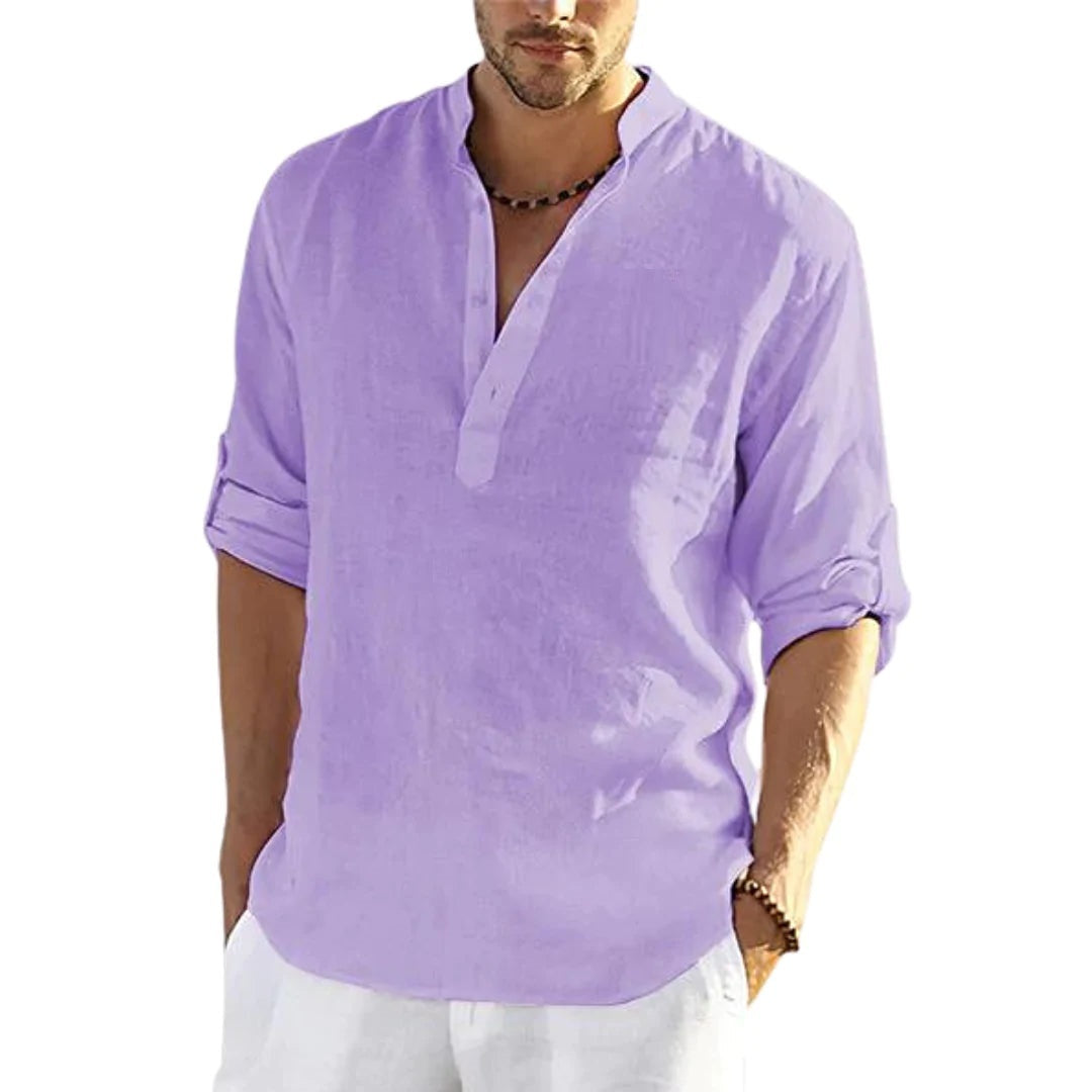 Camisa de cuello , de lino