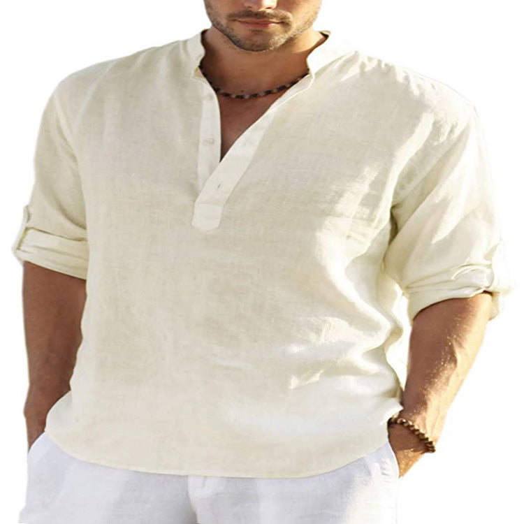 Camisa de cuello , de lino