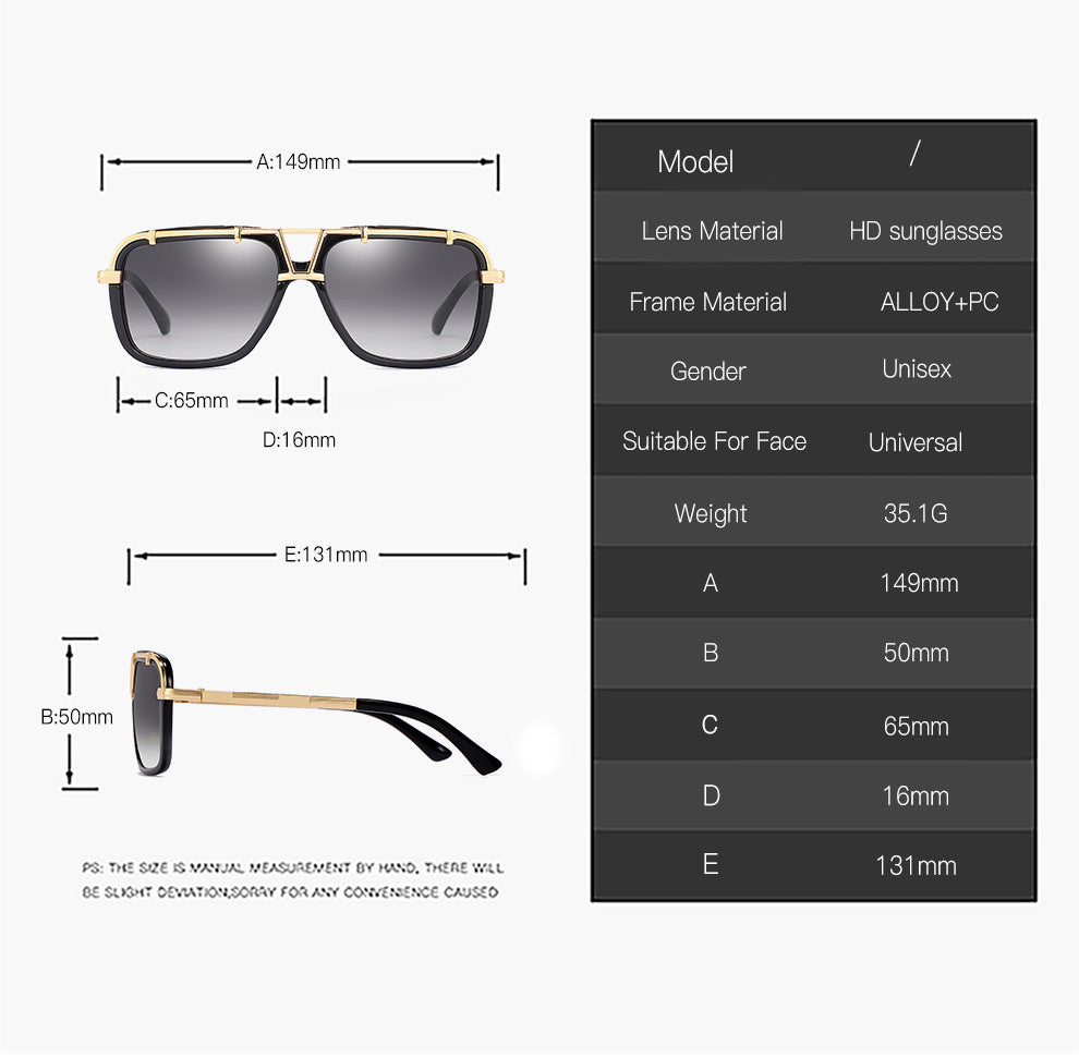 Gafas de sol de PC unisex