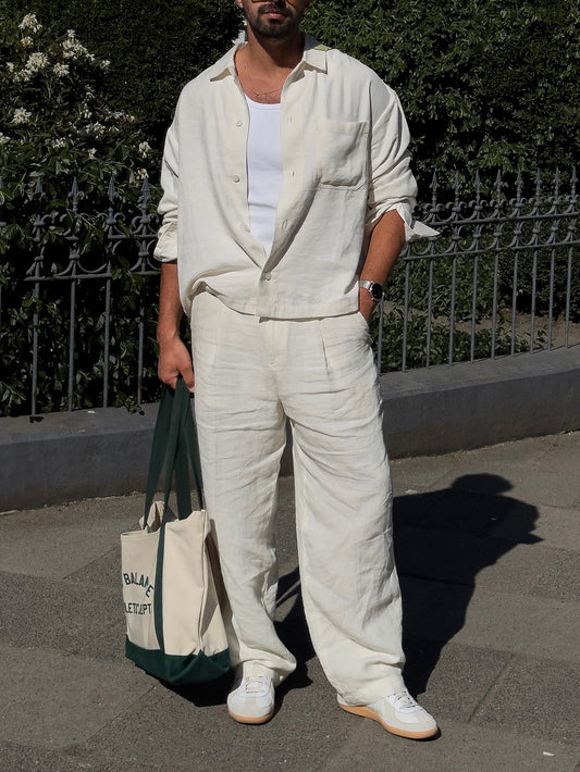 Conjunto de lino blanco casual