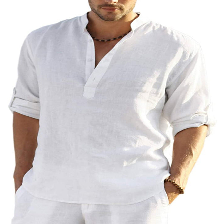 Camisa de cuello , de lino