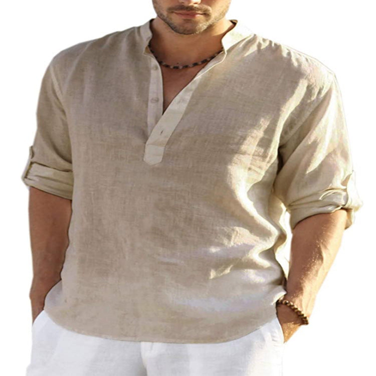 Camisa de cuello , de lino