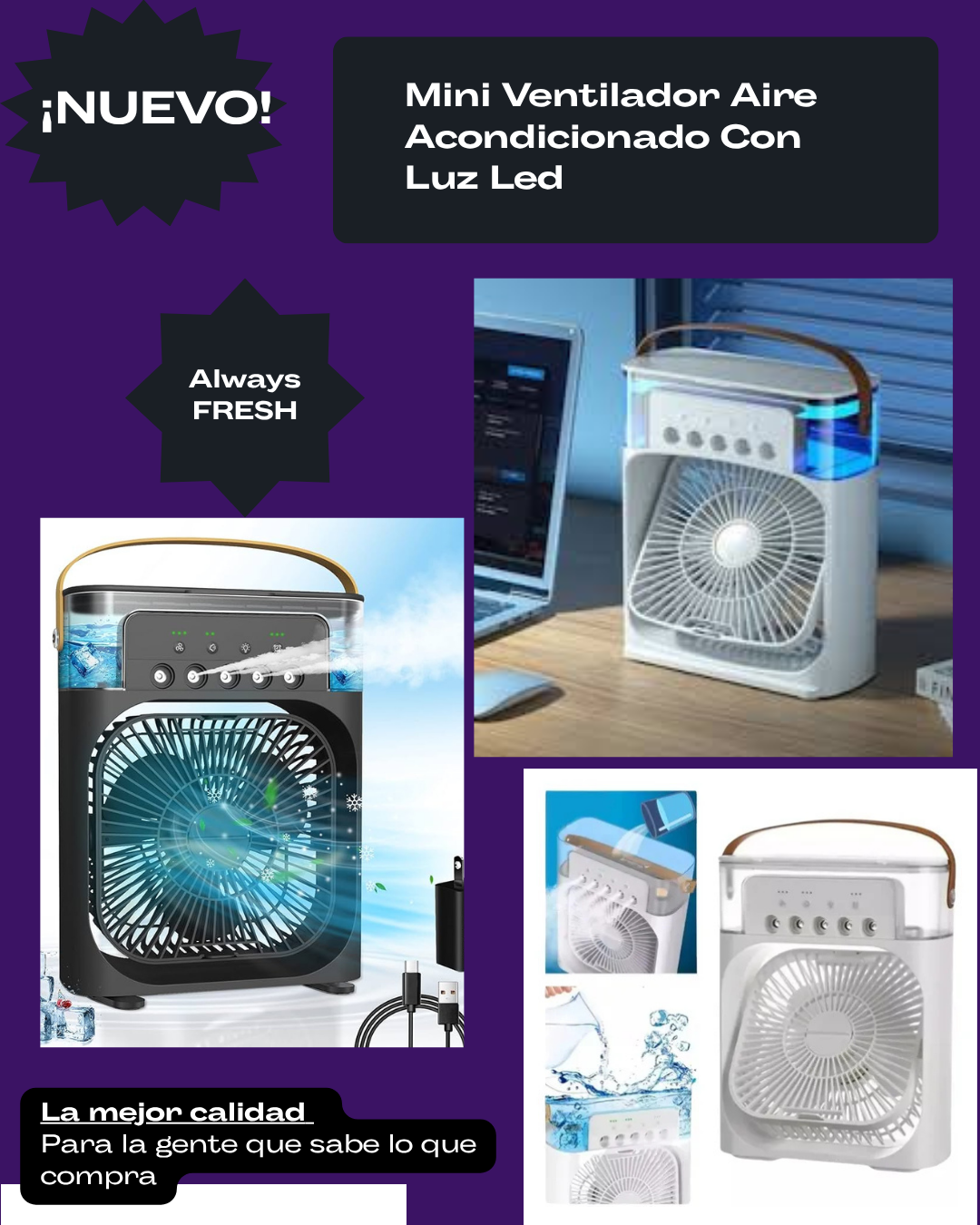 Mini Ventilador Aire Acondicionado LED