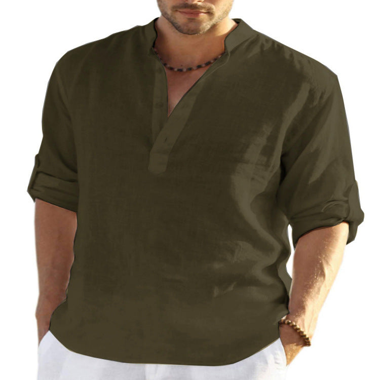 Camisa de cuello , de lino
