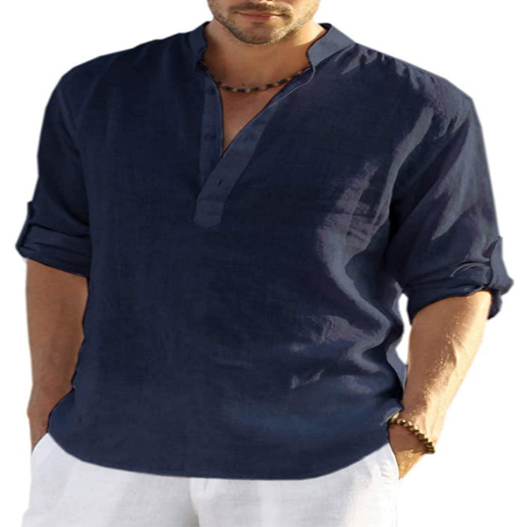 Camisa de cuello , de lino