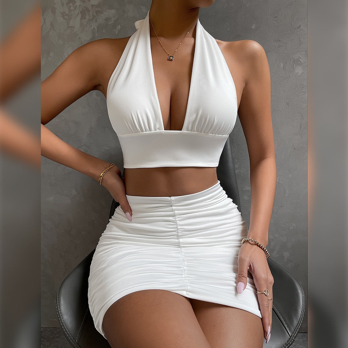 Conjunto top y falda para dama