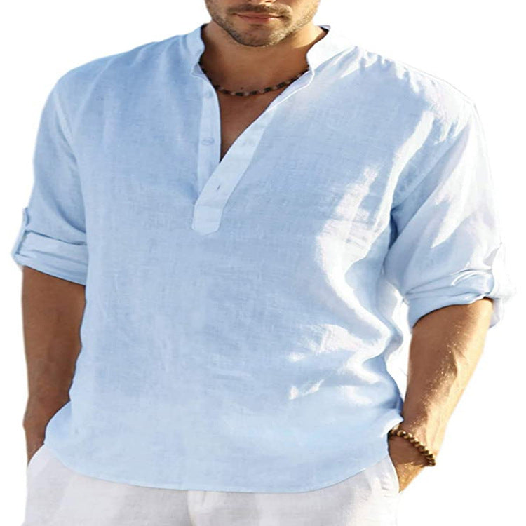 Camisa de cuello , de lino