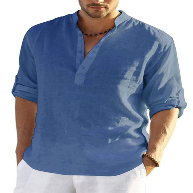 Camisa de cuello , de lino