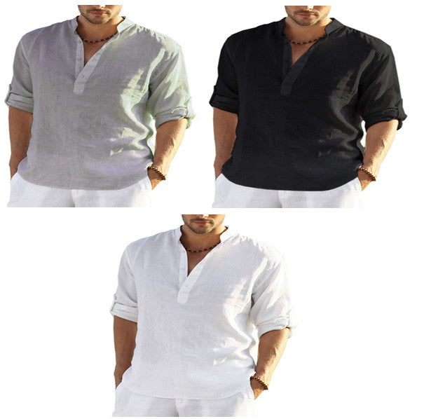 Camisa de cuello , de lino