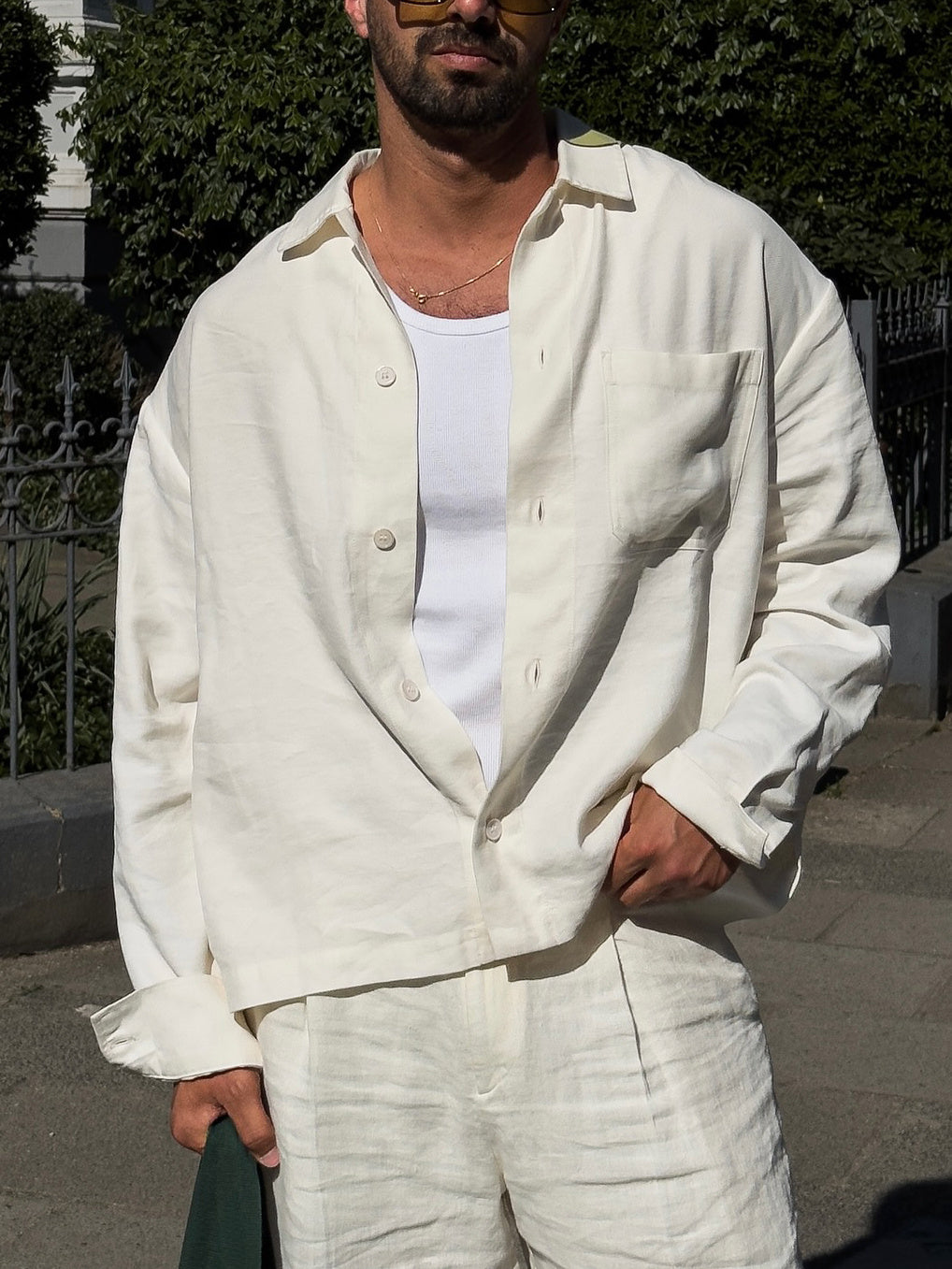 Conjunto de lino blanco casual
