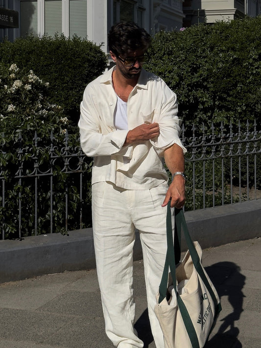 Conjunto de lino blanco casual