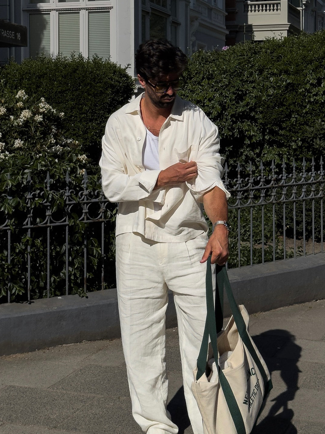 Conjunto de lino blanco casual