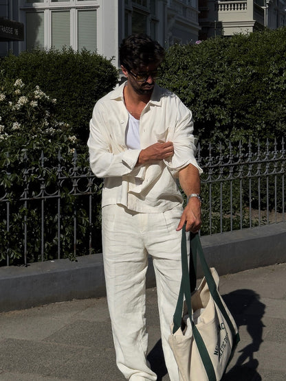 Conjunto de lino blanco casual