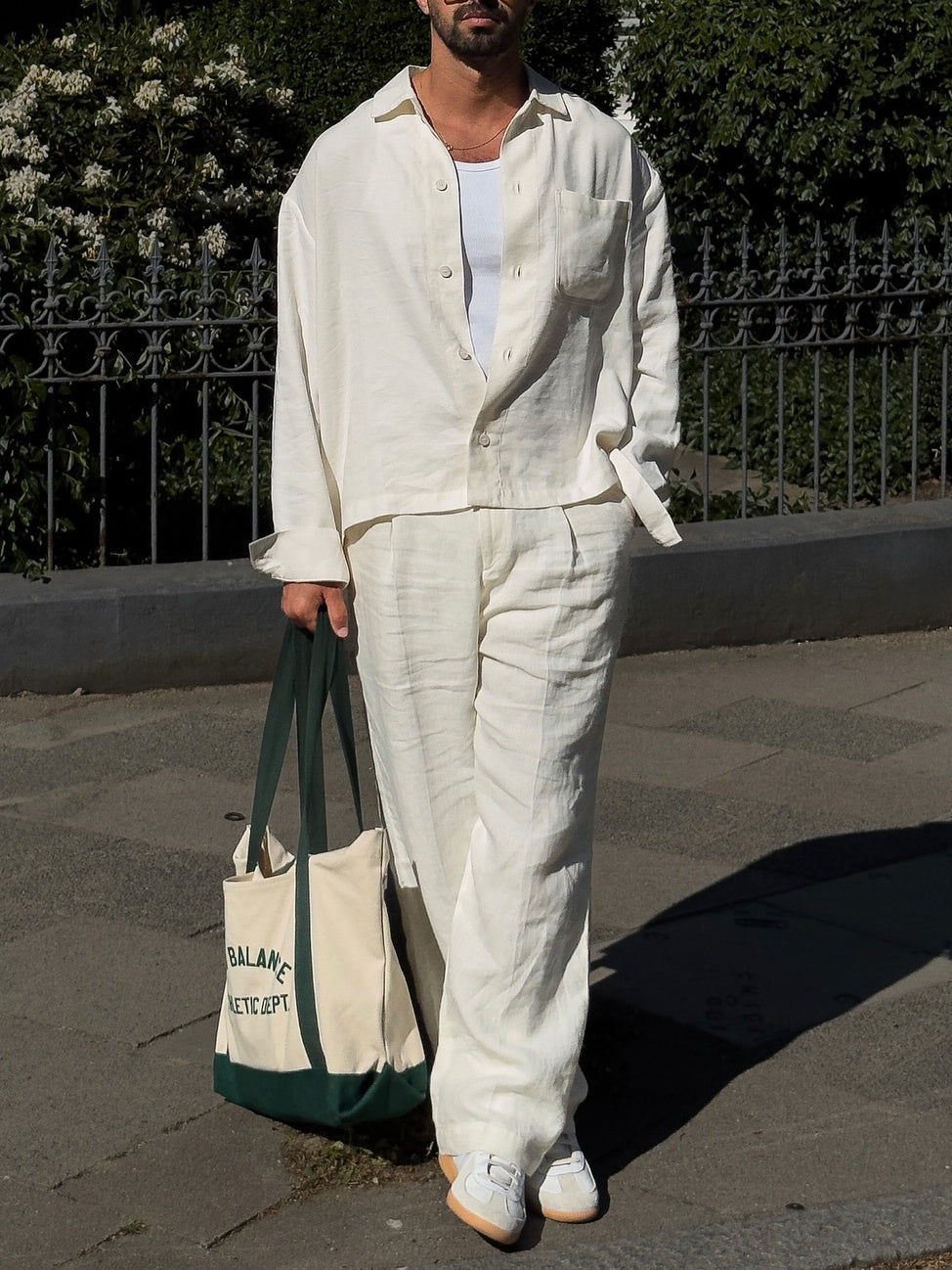 Conjunto de lino blanco casual