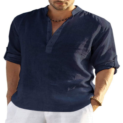 Camisa de cuello , de lino