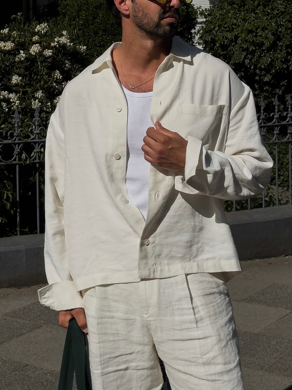Conjunto de lino blanco casual