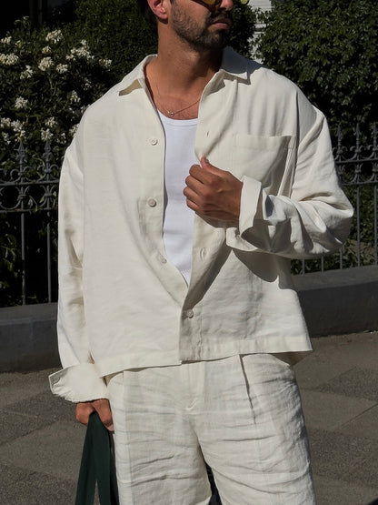 Conjunto de lino blanco casual