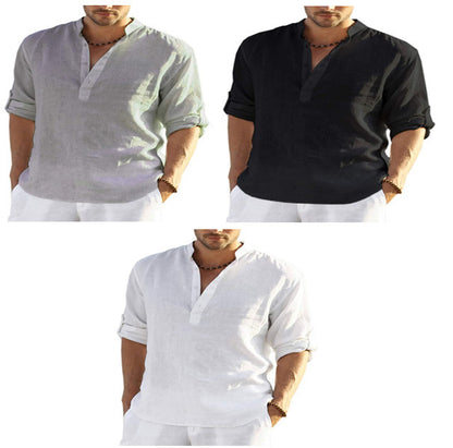 Camisa de cuello , de lino