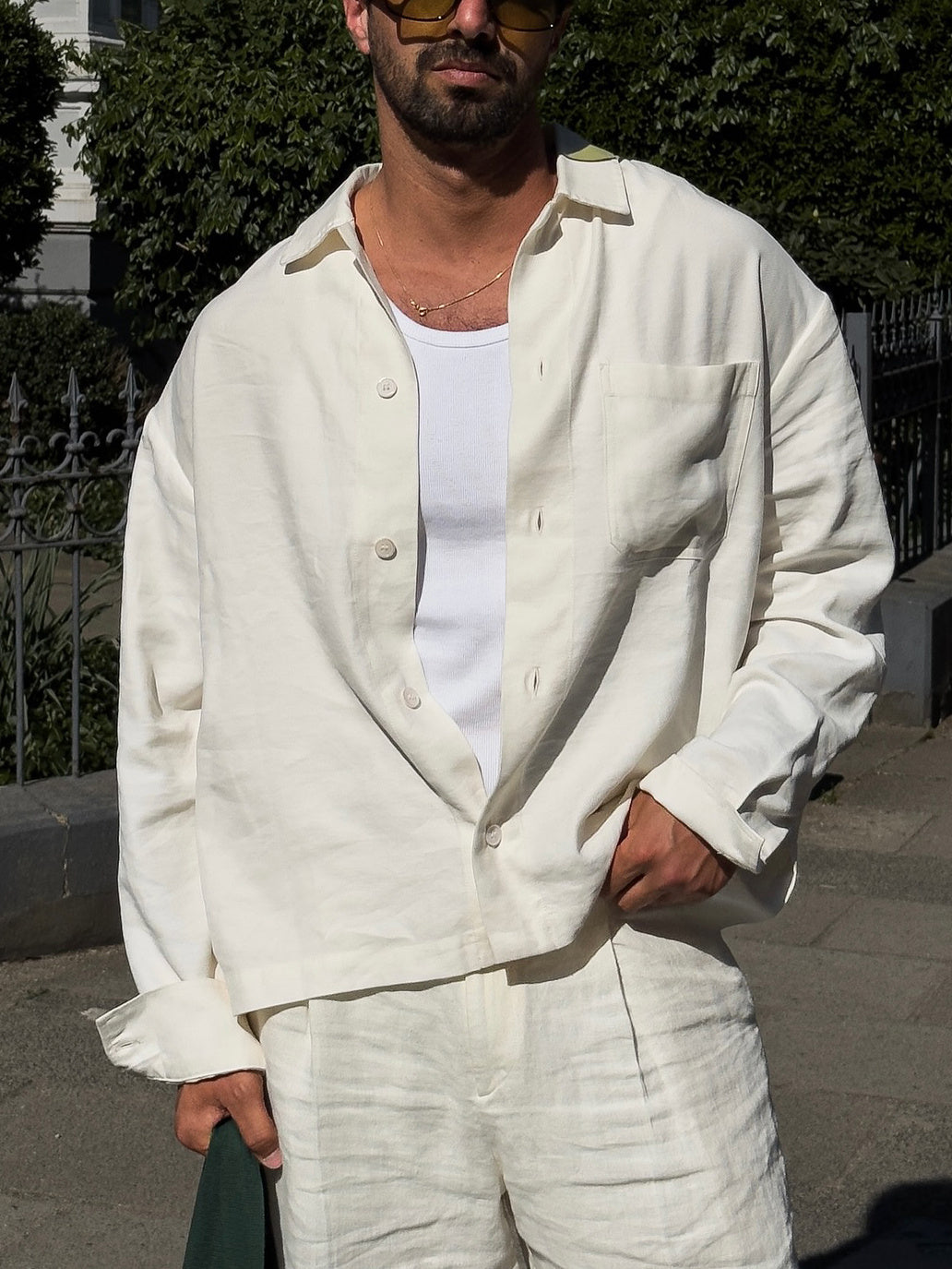 Conjunto de lino blanco casual